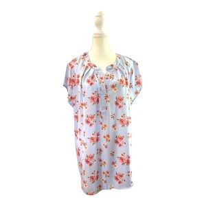 Papermoon Vivier Short Sleeve Blouse 2X Light Blue Floral Stitch Fix NWT
